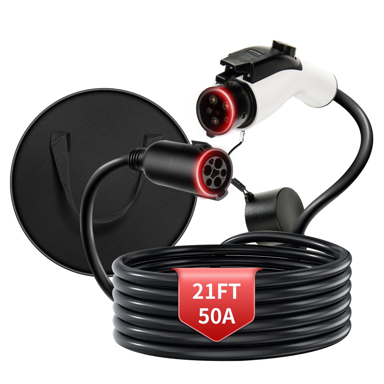 J1772 Extension Cord 21FT – 50A 240V Level 2 EV Charging Cable, UL Certified, IP55 Weatherproof