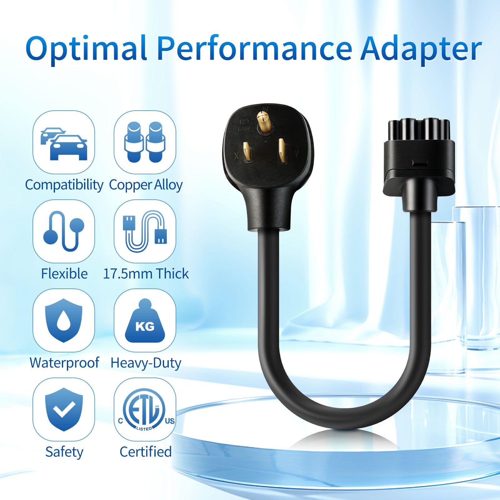 WenStorm NEMA 6-50 Adapter for Tesla , 240V 32 AMP 6-50 Adapter for Tesla Gen 2,Fast Charging for Tesla Model S, 3, X, Y - Safe and Durable
