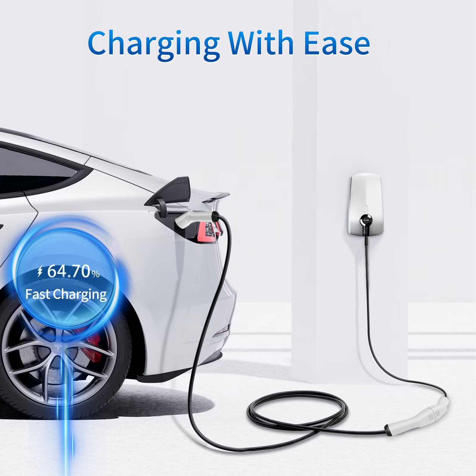 WenStorm Extension Cord for Tesla 21FT – 50A 240V UL Certified Cable for Model S/3/X/Y, Weatherproof & Durable EV Charger Extension