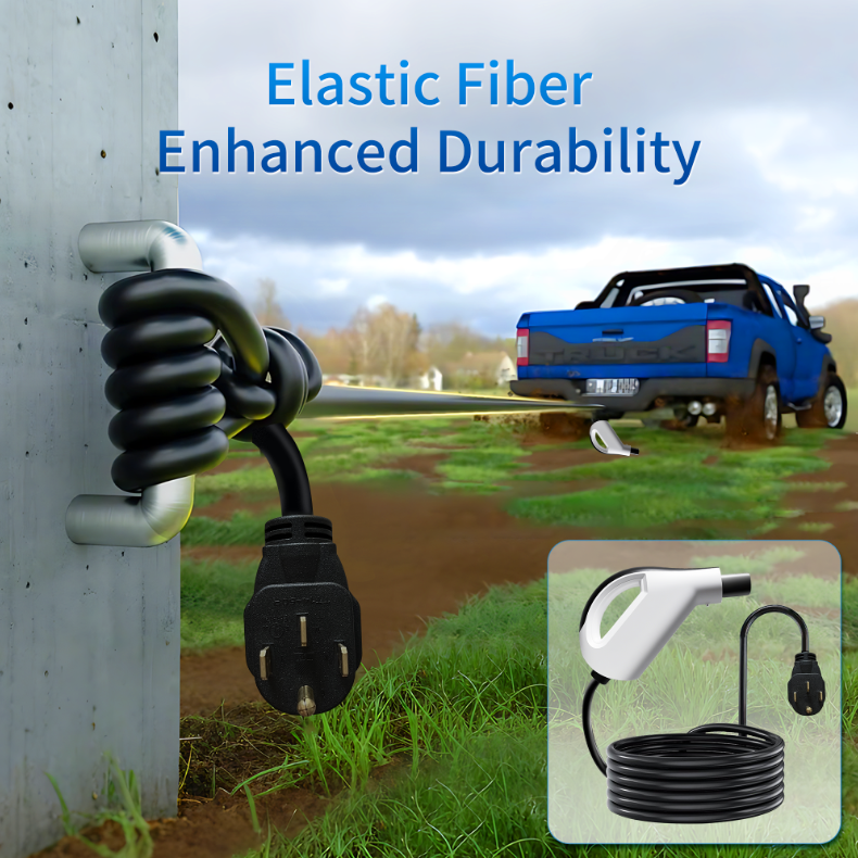 25FT Level 2 EV Charger 32A 240V – 7.68kW Fast J1772 Portable Charger for Home & Travel, NEMA 14-50 Plug, Compatible with SAE J1772 EVs (Non-Tesla)