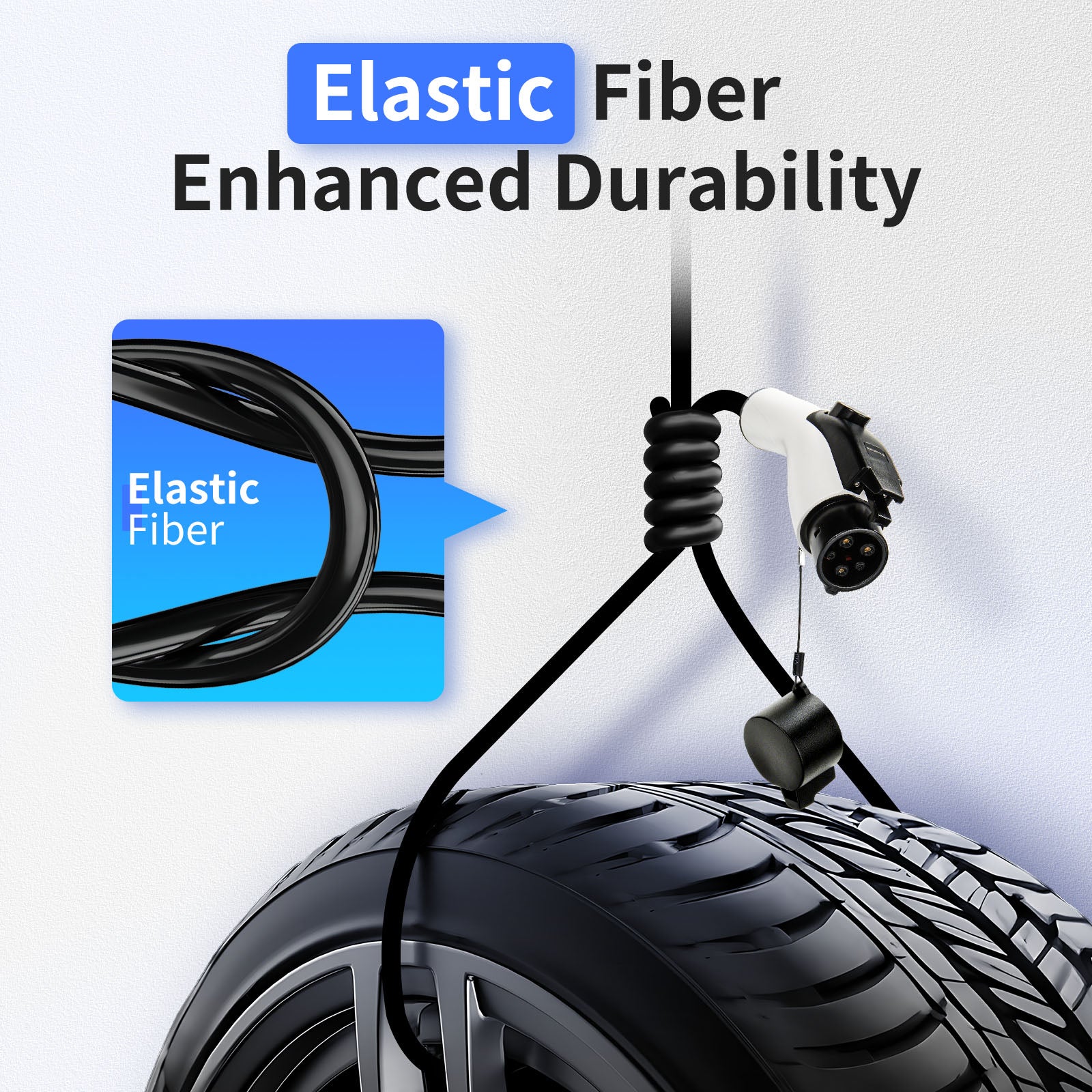 J1772 Extension Cord 21FT – 50A 240V Level 2 EV Charging Cable, UL Certified, IP55 Weatherproof