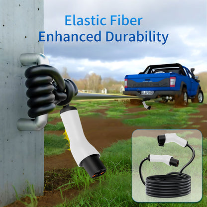 32A 21FT J1772 EV Extension Cable, Level 2 EV Charger Extension Cord, Heavy-Duty 240V EV Extension Cable for Fast Charging (21FT)