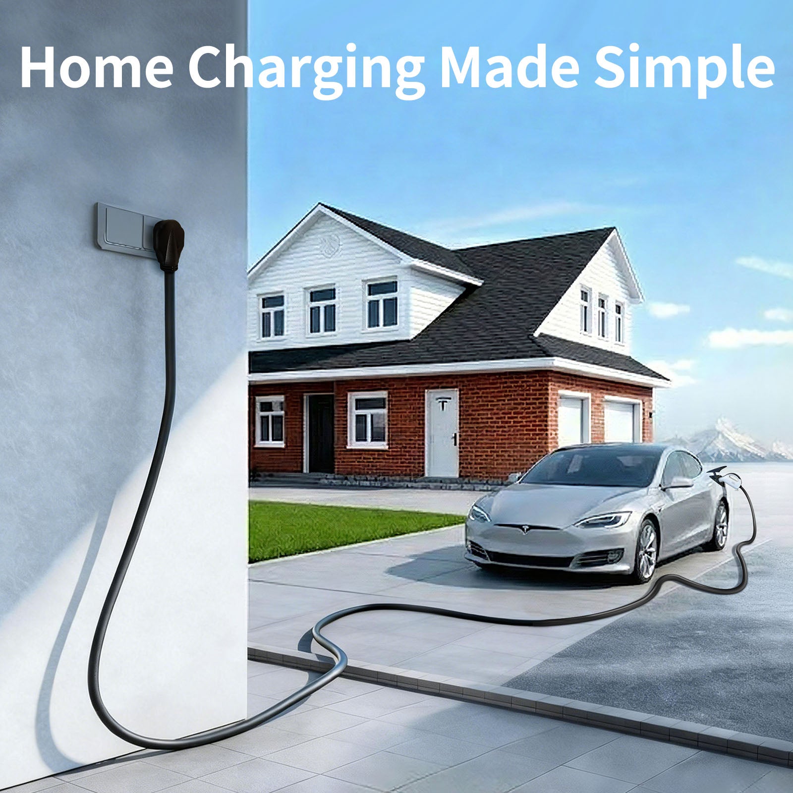 Level 2 Tesla Charger 32A 240V 25FT Cable NEMA 14-50 Plug - Portable Home & Travel EV Charger for Tesla Models 3/Y/S/X (NACS Compatible)