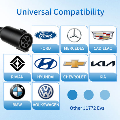 25FT Level 2 EV Charger 32A 240V – 7.68kW Fast J1772 Portable Charger for Home & Travel, NEMA 14-50 Plug, Compatible with SAE J1772 EVs (Non-Tesla)