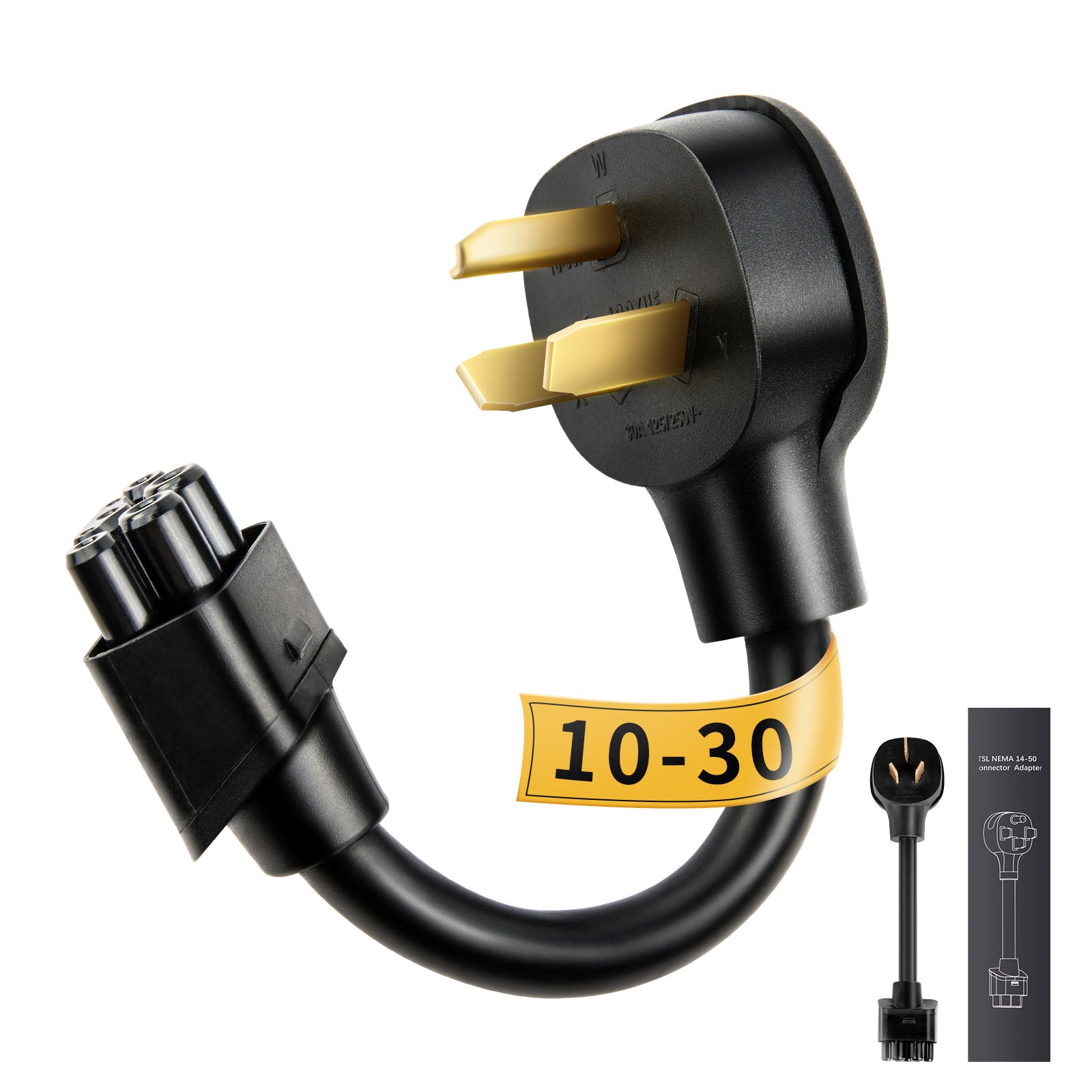 WenStorm NEMA 10-30 Adapter for Tesla – 240V 24A ETL Certified Gen 2 Charging Plug, Heavy-Duty 17.5mm Cable for Model S/3/X/Y