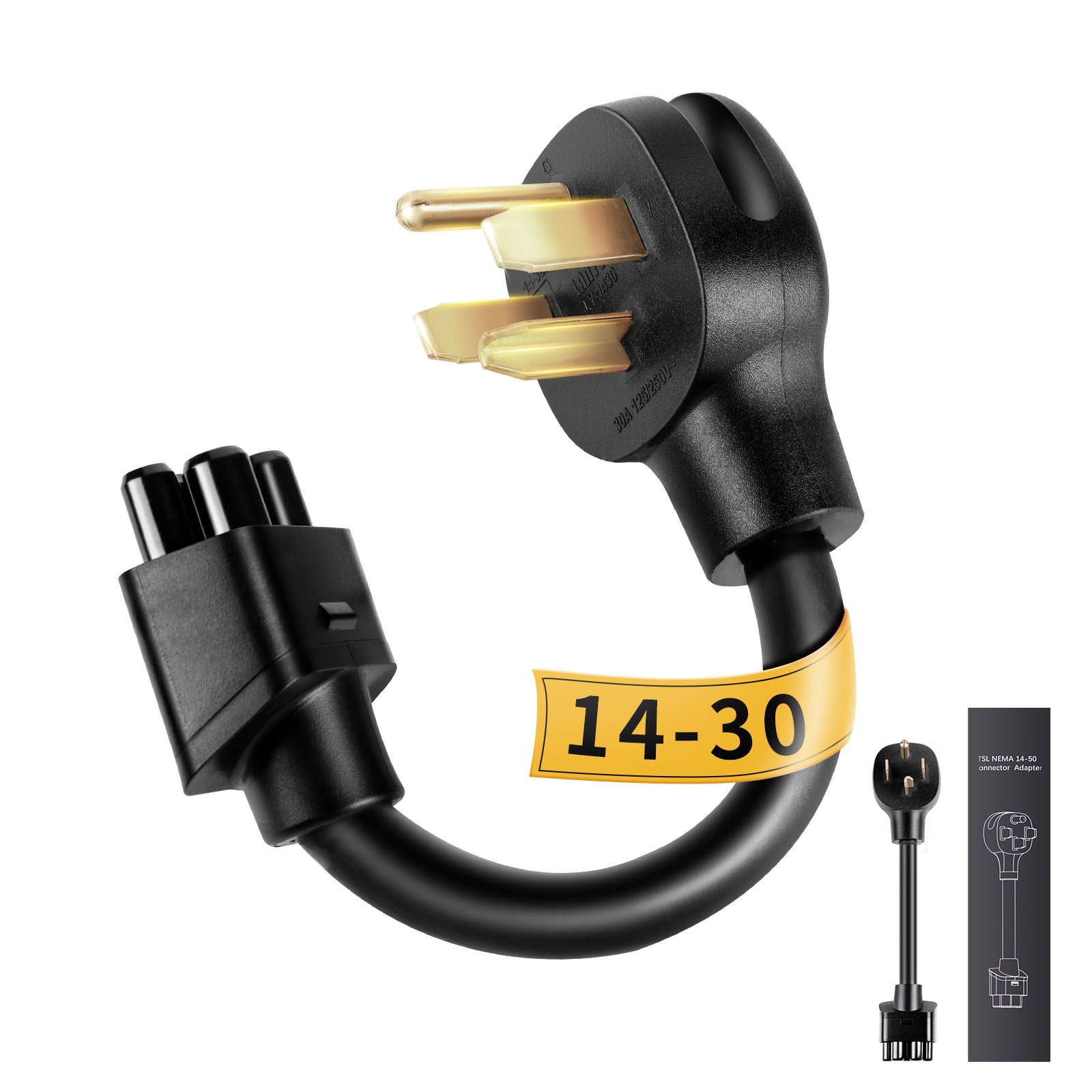 WenStorm NEMA 14-30 Adapter for Tesla – 240V 24A ETL Certified Gen 2 Charging Plug, Heavy-Duty 17.5mm Cable for Model S/3/X/Y