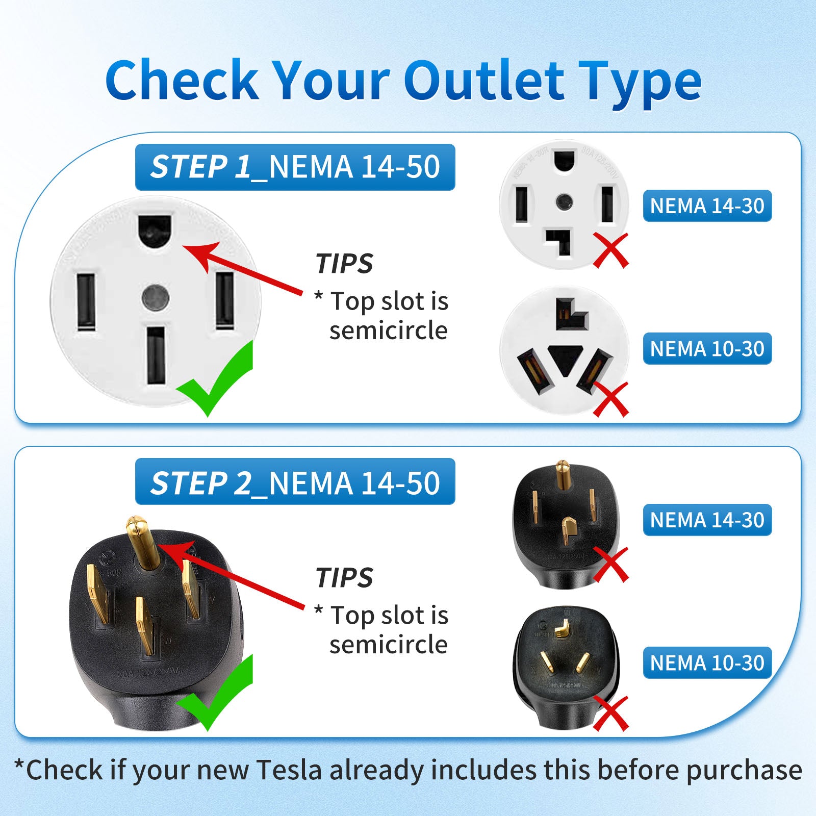 WenStorm NEMA 14-50 Adapter for Tesla – 250V 50A ETL Certified Gen 2 Charging Plug, Heavy-Duty 17.5mm Cable for Model S/3/X/Y