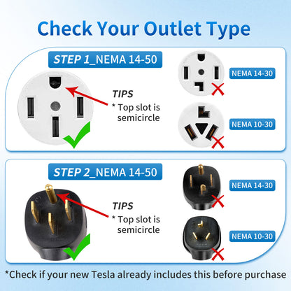 WenStorm NEMA 14-50 Adapter for Tesla – 250V 50A ETL Certified Gen 2 Charging Plug, Heavy-Duty 17.5mm Cable for Model S/3/X/Y