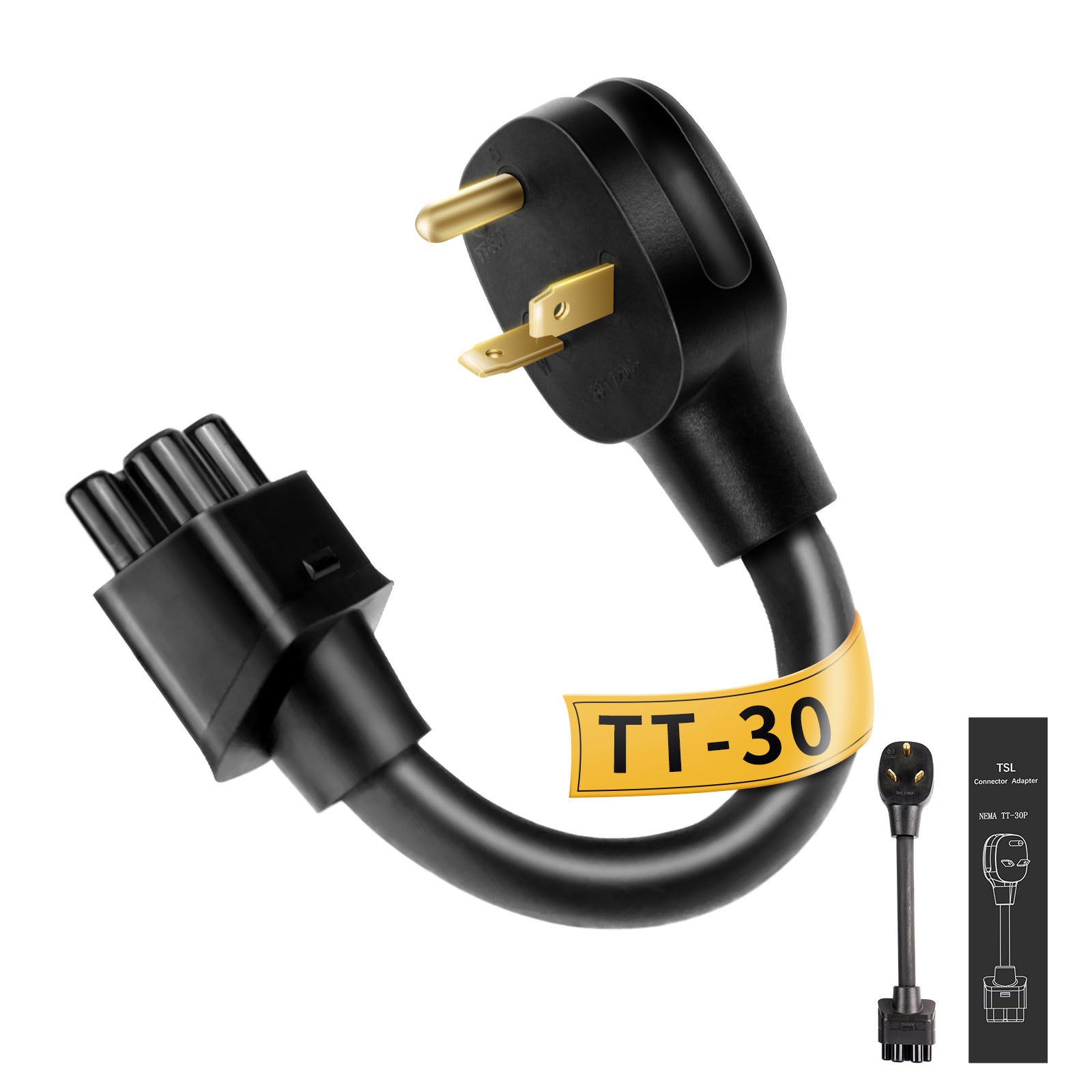 WenStorm NEMA TT-30 Adapter for Tesla – 240V 24A ETL Certified Gen 2 Charging Plug, Heavy-Duty 17.5mm Cable for Model S/3/X/Y