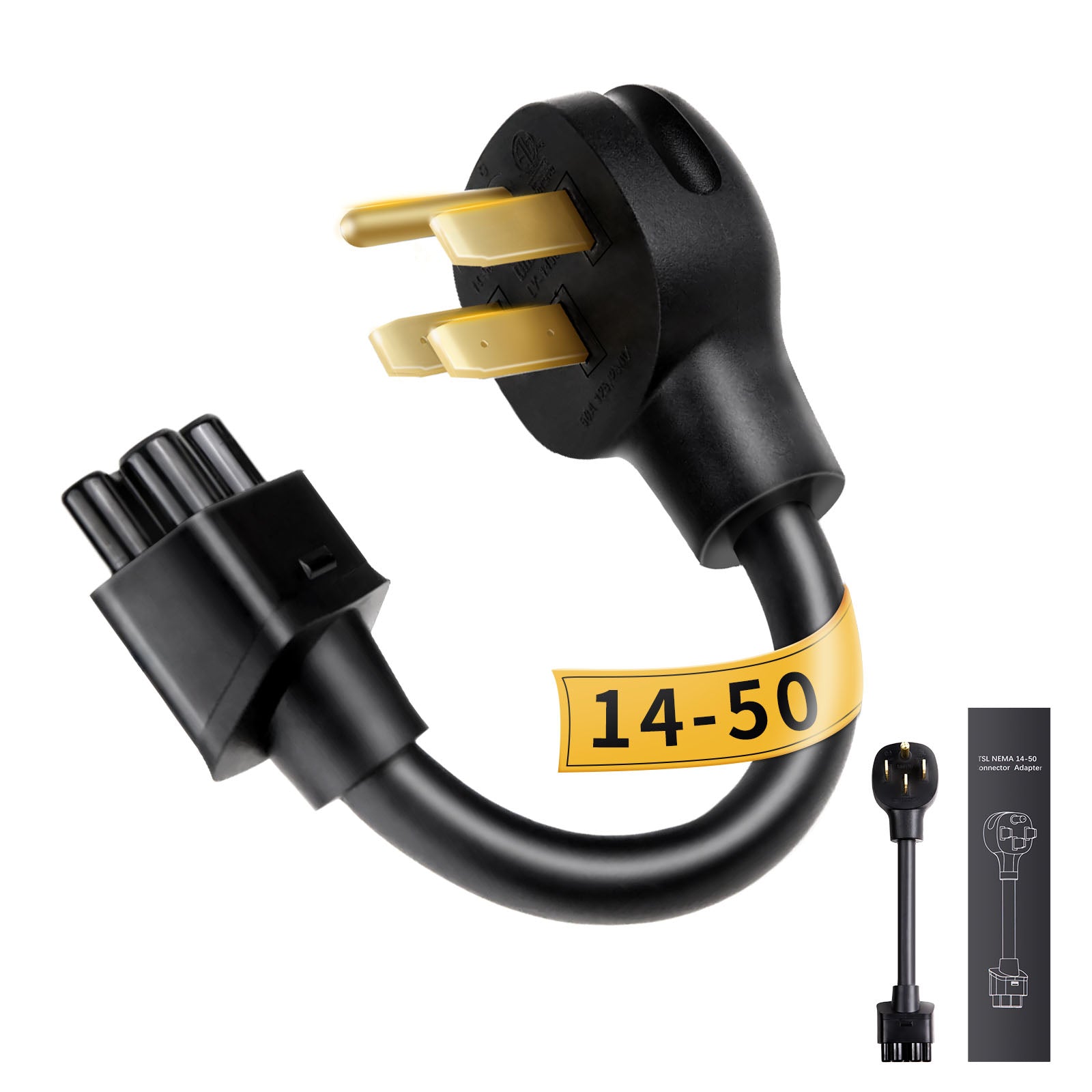 WenStorm NEMA 14-50 Adapter for Tesla – 250V 50A ETL Certified Gen 2 Charging Plug, Heavy-Duty 17.5mm Cable for Model S/3/X/Y