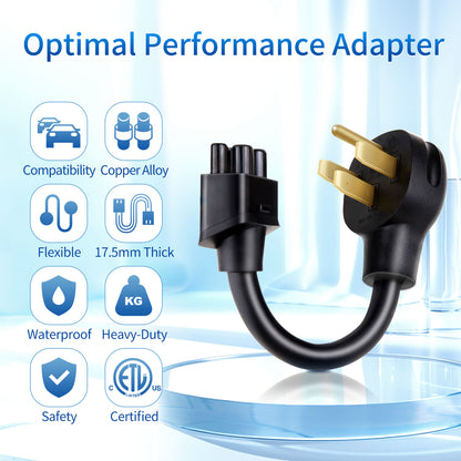 WenStorm NEMA 14-50 Adapter for Tesla – 250V 50A ETL Certified Gen 2 Charging Plug, Heavy-Duty 17.5mm Cable for Model S/3/X/Y