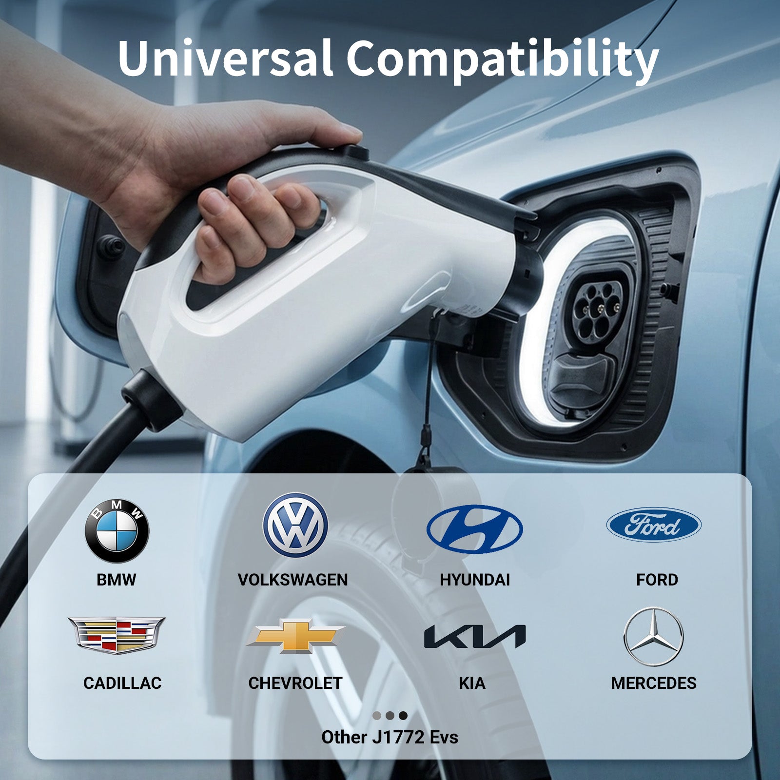 25FT Level 1 EV Charger 16A 120V – Portable J1772 Charger for Home Use, NEMA 5-15 Plug, Compatible with SAE J1772 EVs (Non-Tesla)